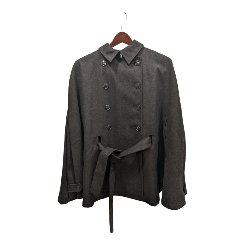 New Jockey Charcoal Wool Blend Double Breasted Light Winter Cape Coat Size S/M/L - Picture 2 of 12